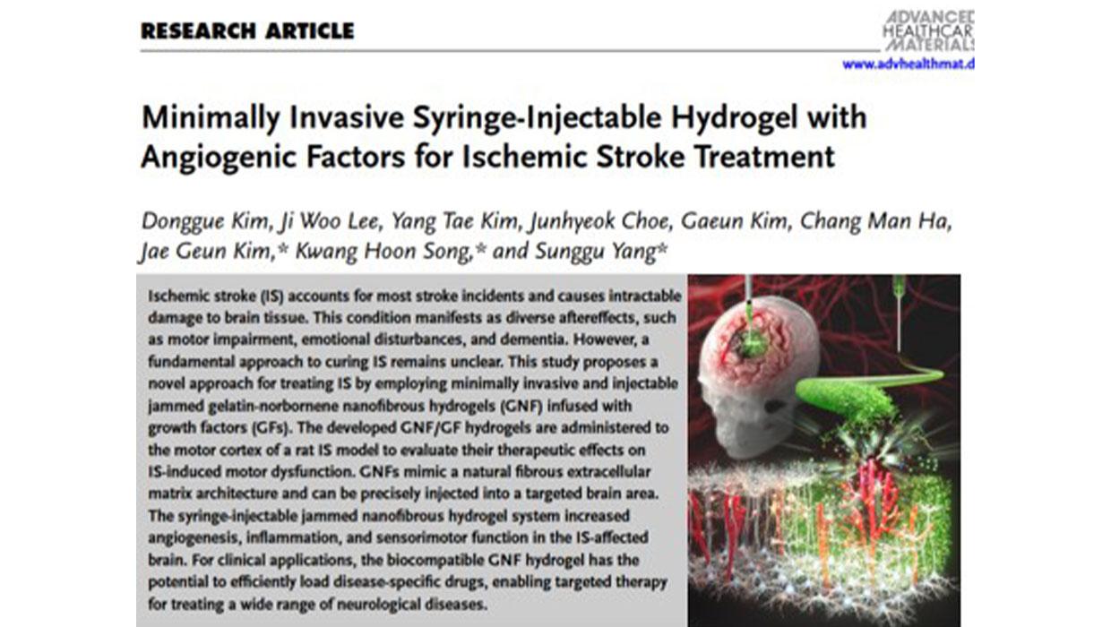 Incheon National University's research team studies "Advanced Injection Hydrogel-Based Stroke Treatment" 대표이미지